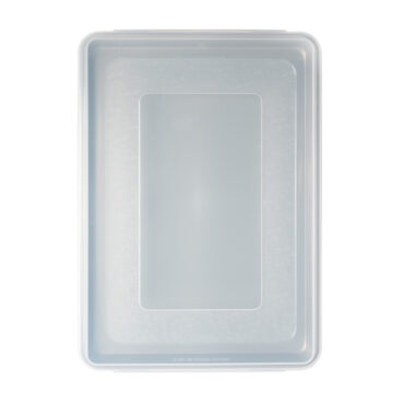 overhead of brilliant big sheet with lid on white background