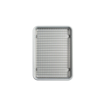 overhead of brilliant quarter sheet with cooling grid on white background