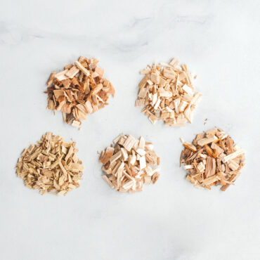 5 piece wood chip variety set including apple, hickory, sugar maple, sweet mesquite and cherry