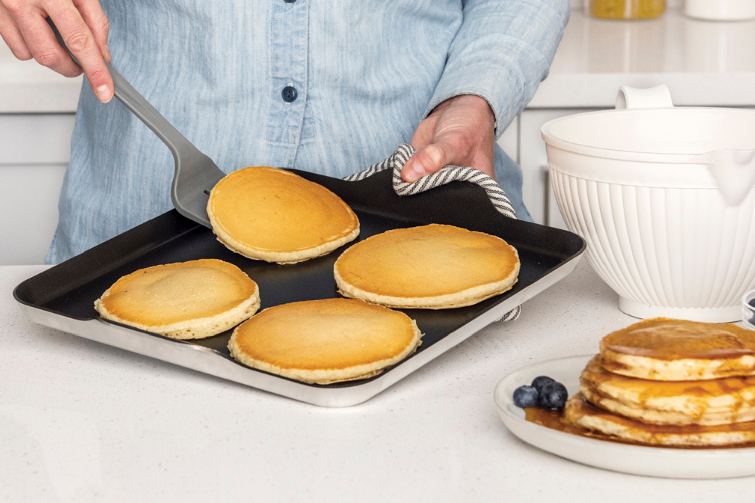 Serving sourdough pancakes