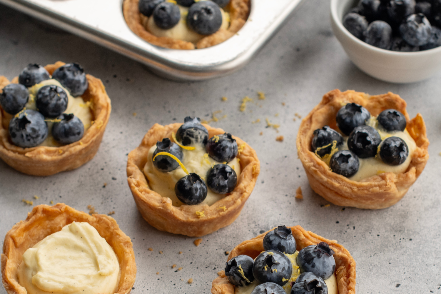 Mini fruit tarts made in muffin pan