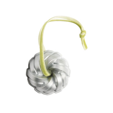 Braided Ornament Silver - a stunning silver ornament with intricate design and craftsmanship placed on a white background.