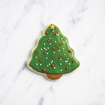decorated christmas tree shaped cookie