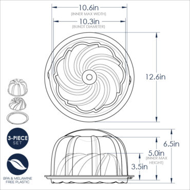 swirl bundt with cake keeper technical drawing